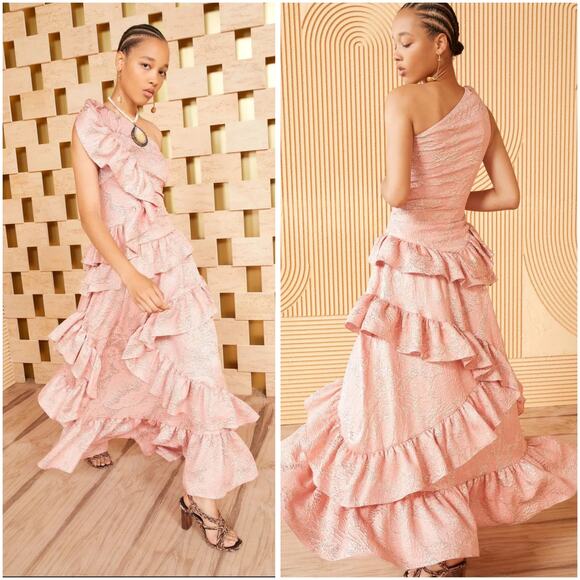 Ulla Johnson Dresses & Skirts - Ulla Johnson Ondine Pink Gold Tourmaline Metallic Rare Long Ruffle Gown 2 - NWT